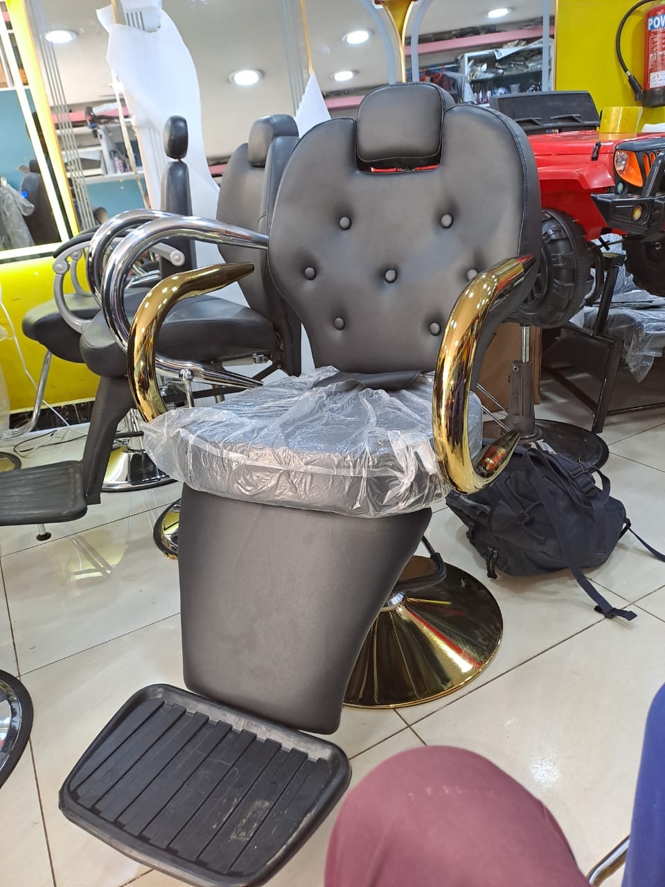 Crown Tufted Gold Frame Barber Chair - Barber Chair in Kenya
