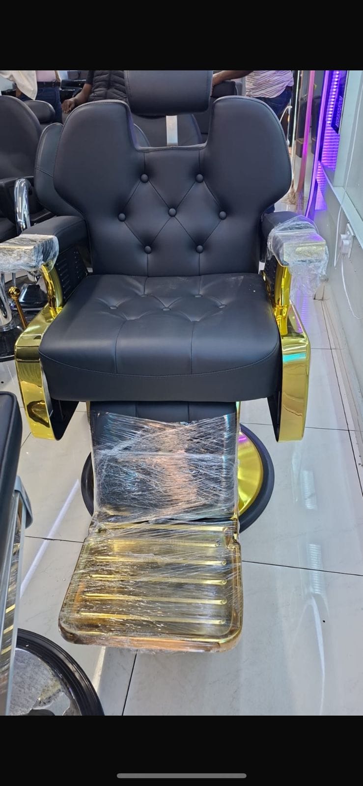 Imperial Gold & Tufted Barber Chair - Premium Barber Chair in Kenya
