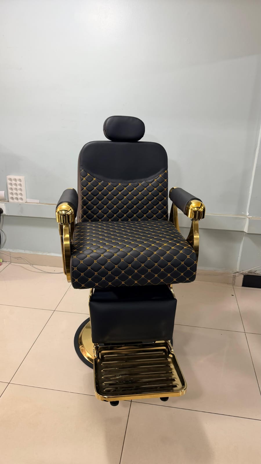 Diamond Stitch Gold Luxe Barber Chair - Premium Barber Chair in Kenya